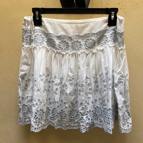 Sz 38/4 NEW See by Chloe Anglaise Cotton Poplin Skirt w/Eyelet Embroidery - Picture 4 of 5